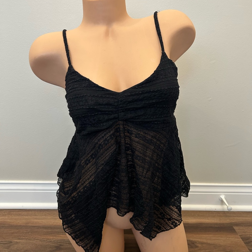 Black Lace Spaghetti Strap Top
